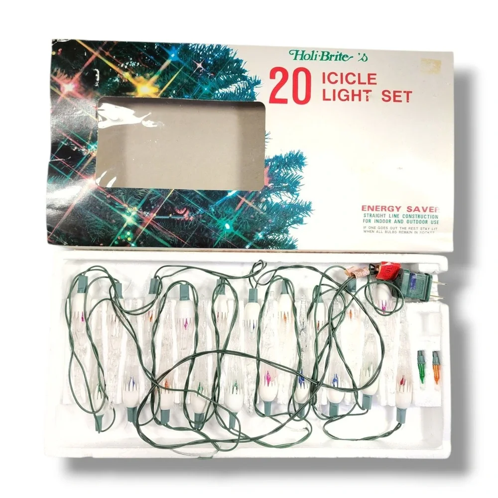 Vintage 80's Indoor/Outdoor 20 Icicle Light Set Multicolor 120V Lot Of‎ 5 New